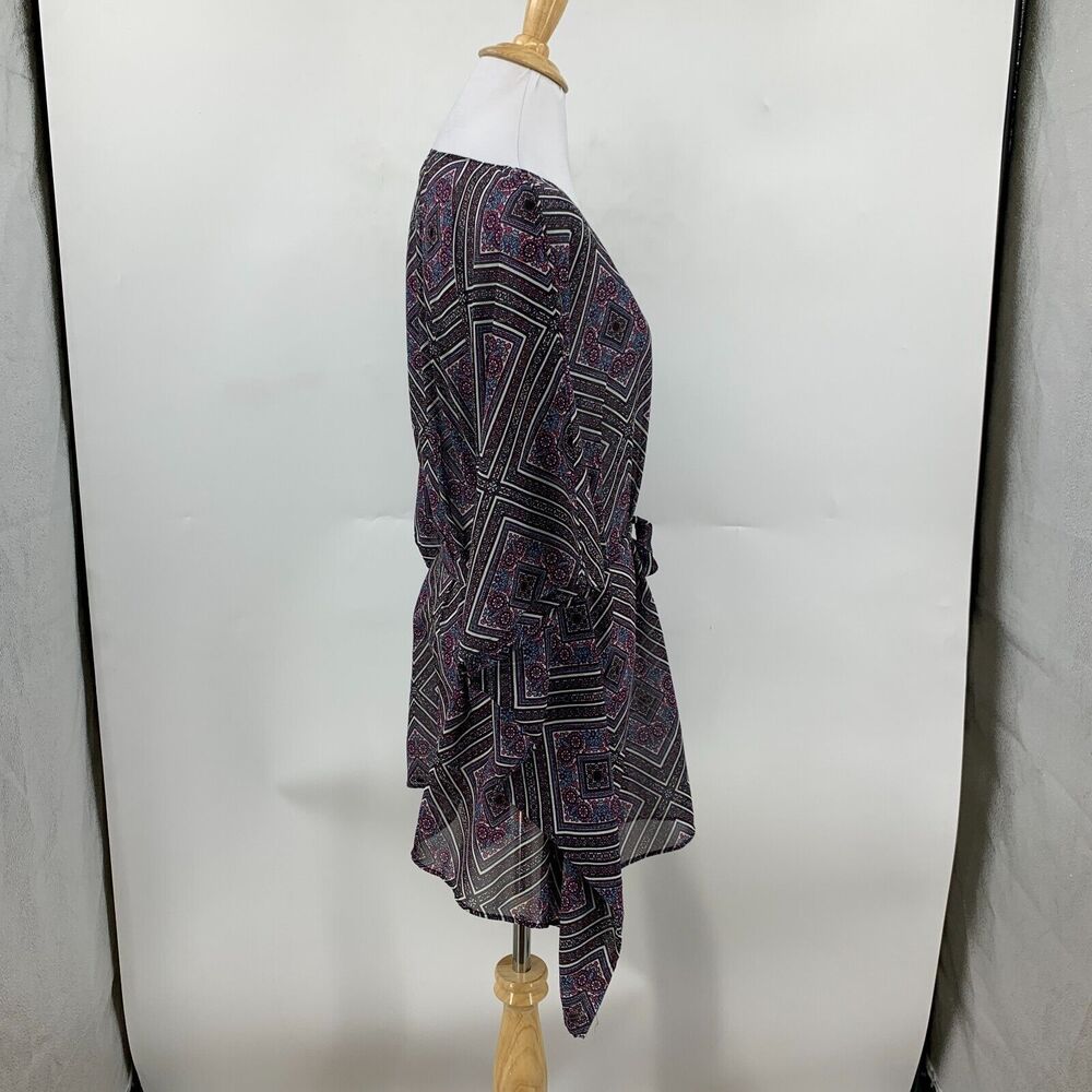 Oneill Adela Cover Up Womens XS/S Semi Sheer Paisley Beach Poncho Waist Tie - Picture 5 of 11